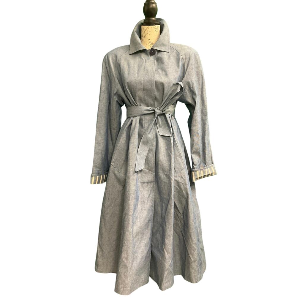 Vintage J. G. HOOK union made in USA women’s blue belted trench coat size 6